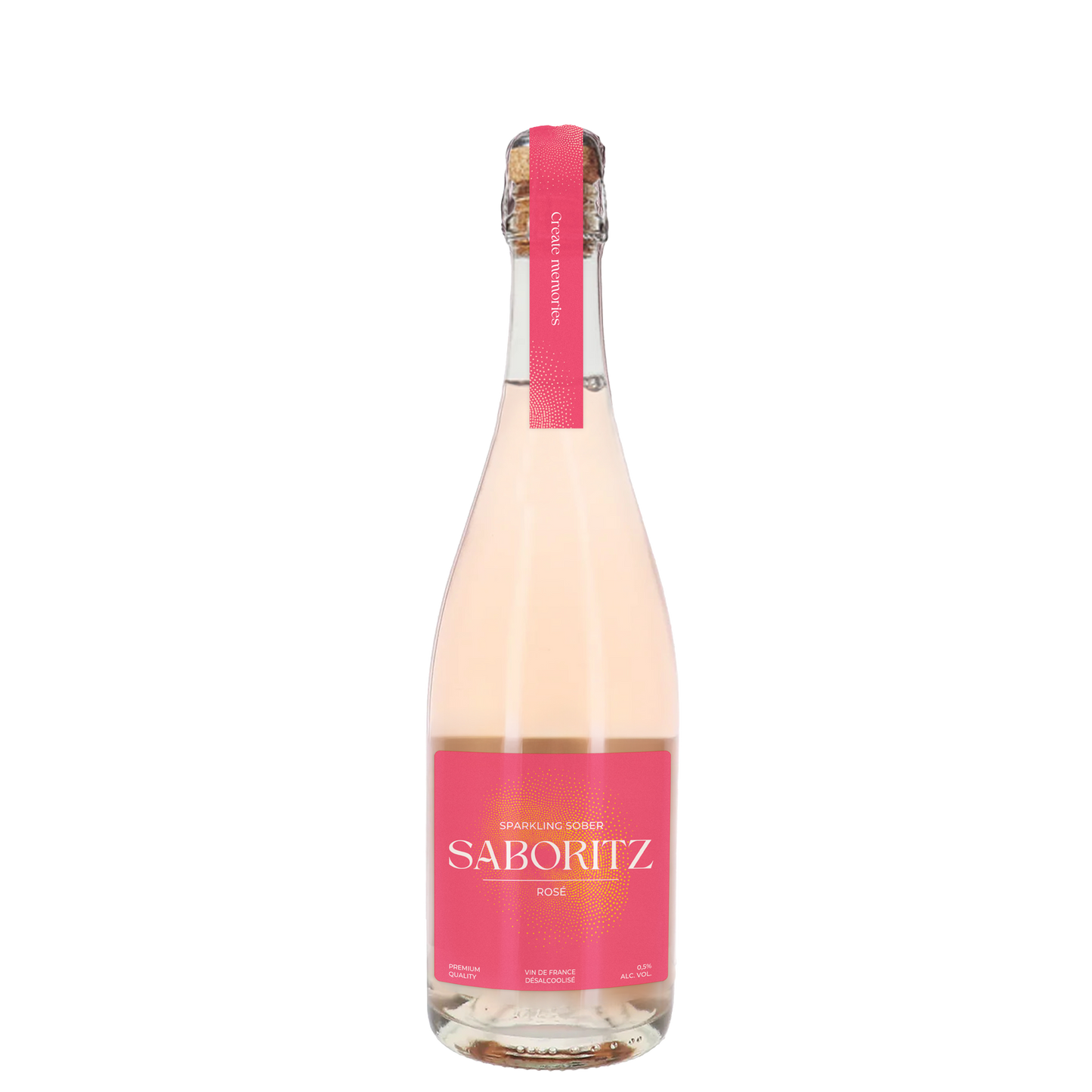 alcoholvrije sparkling rosé van Saboritz