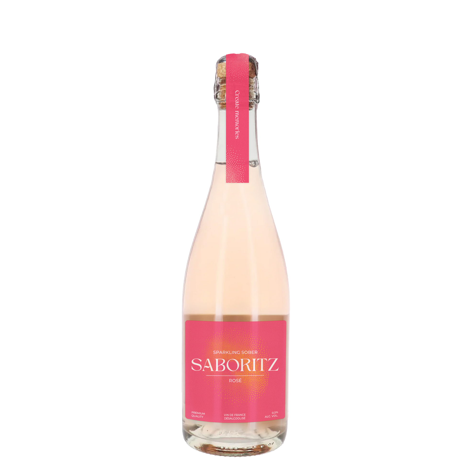 alcoholvrije sparkling rosé van Saboritz